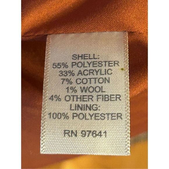 J. Jill Brown Orange Size Small Boucle Asian Collar Mid Length Swing Jacket Twee - Picture 6 of 8